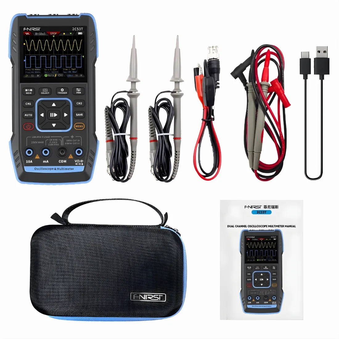 Osciloscop FNIRSI 2C53T 3 in1 Multimetru Generator de semnal Osciloscop