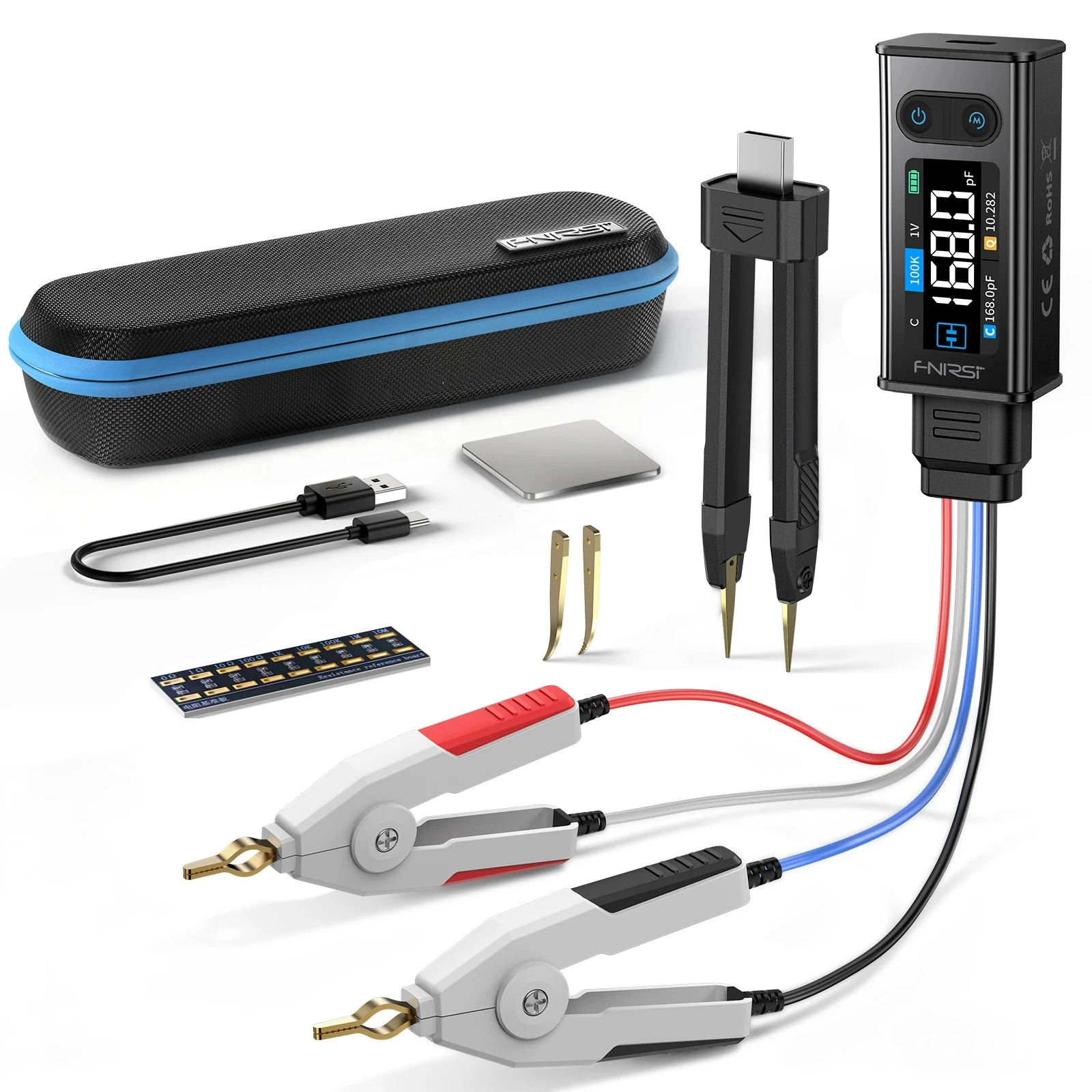 Tester LCR digital portabil cu pensetă, identificare automată – FNIRSI LCR-ST2 Plus