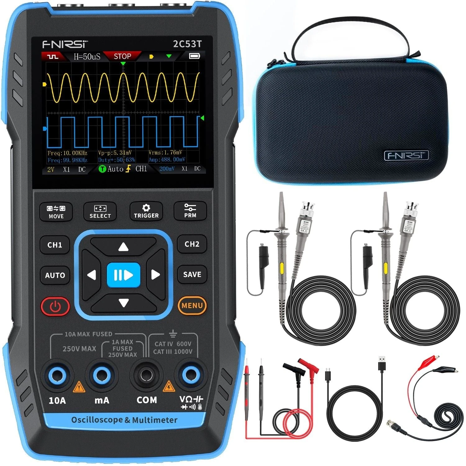 Osciloscop FNIRSI 2C53T 3 in1 Multimetru Generator de semnal Osciloscop