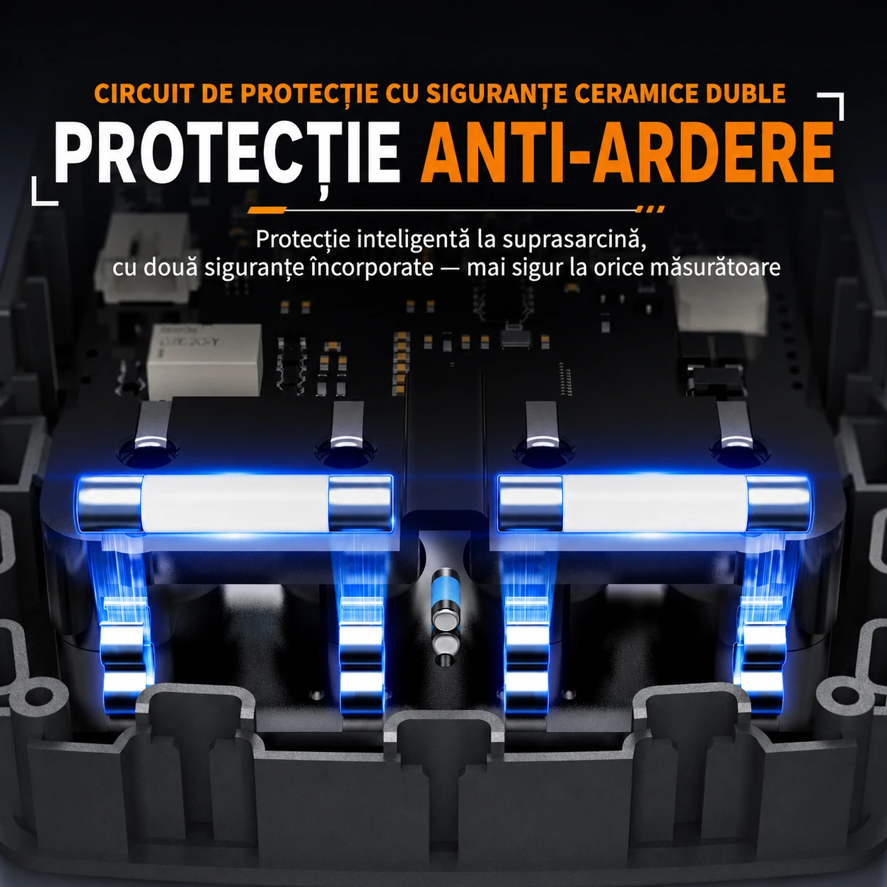 Protecție anti-ardere — circuit cu siguranțe ceramice duble