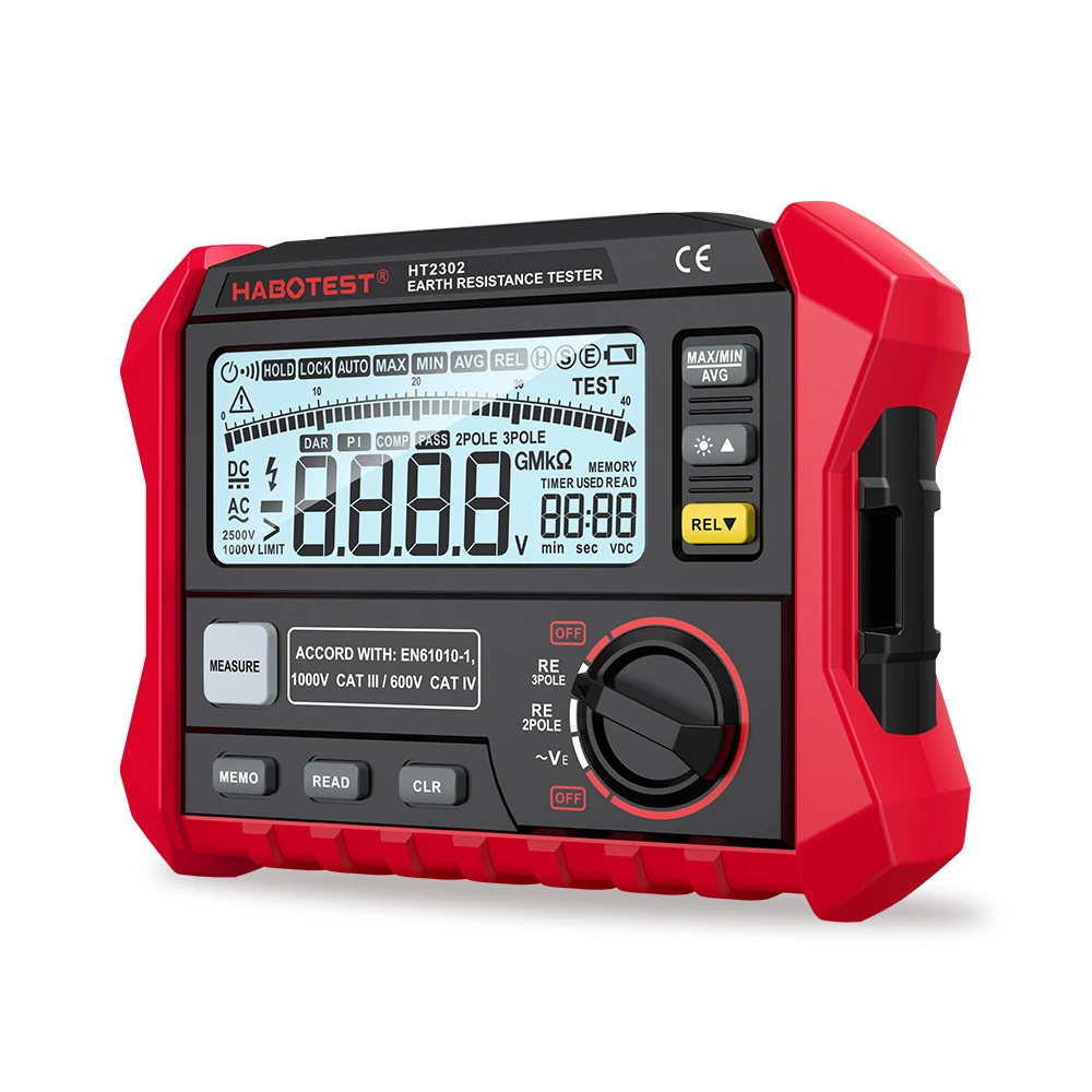 Tester digital de împământare Habotest HT2302 – Măsurare rezistență sol, precizie ridicată