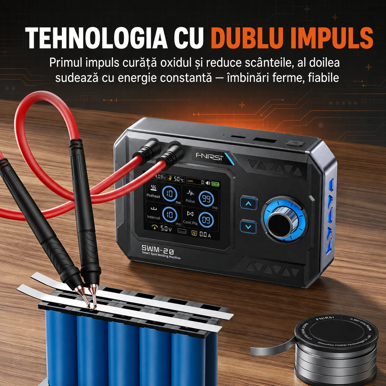 Tehnologia cu dublu impuls — primul impuls curăță oxidul, al doilea sudează cu energie constantă