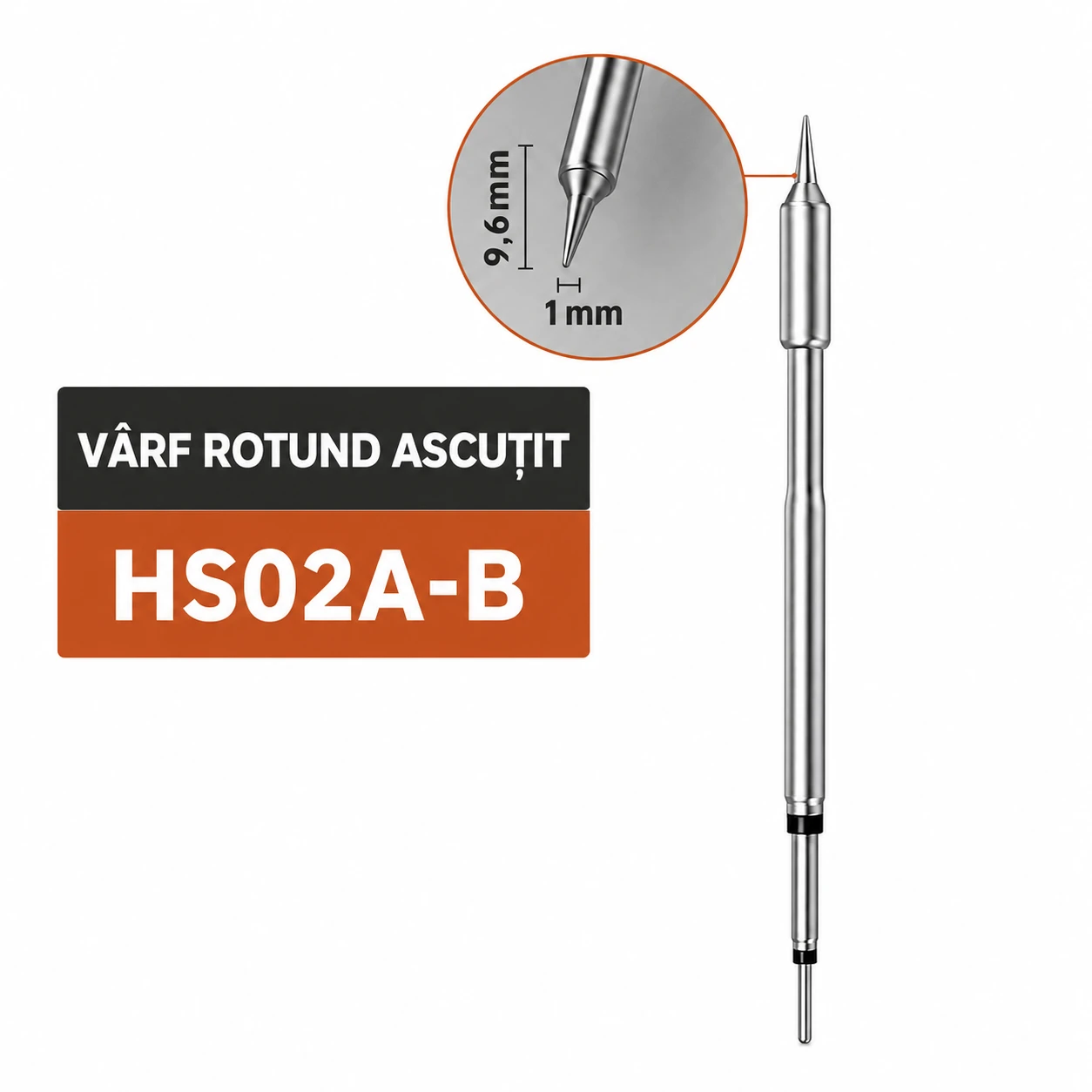 Vârf letcon FNIRSI HS02A-B, vârf rotund ascuțit, vârf Ø1 mm, pentru HS-02A