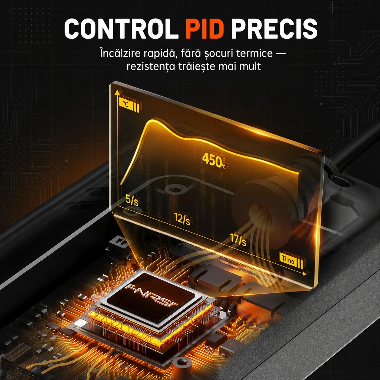 Control PID precis — încălzire rapidă, temperatură stabilă, fără șocuri termice
