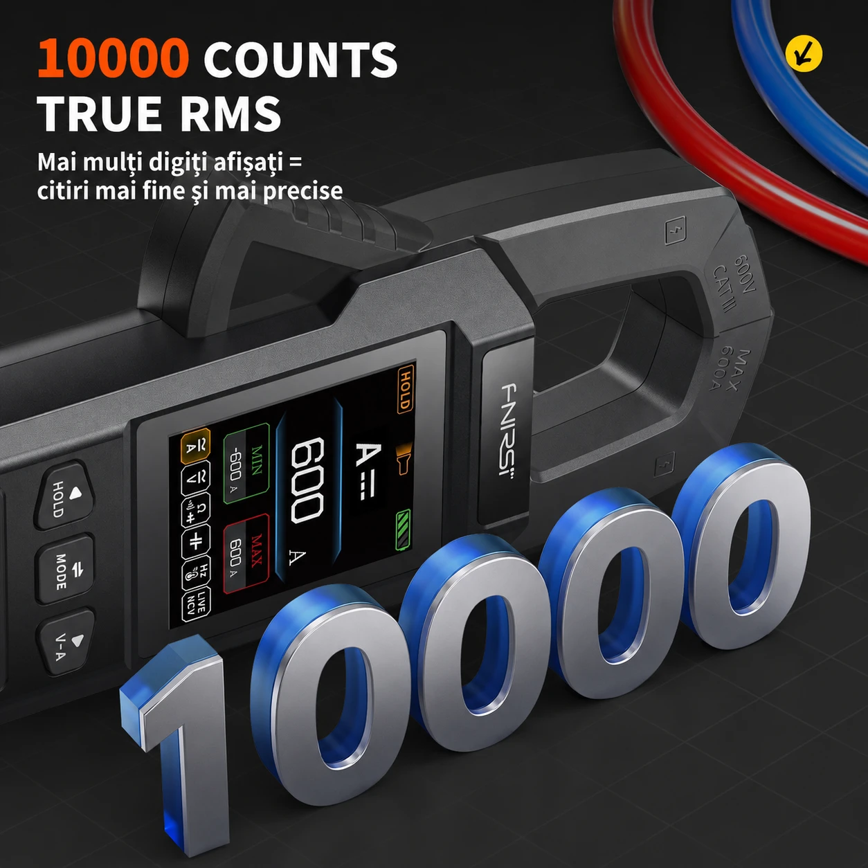 10000 counts True RMS — mai mulți digiți afișați, citiri mai fine și mai precise
