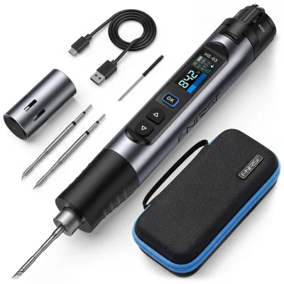 Letcon de lipit fără fir FNIRSI HS-03, baterie 18650 detașabilă, USB-C, 100–450 °C
