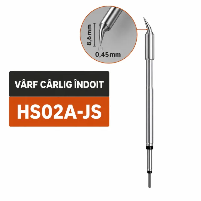 Vârf letcon FNIRSI HS02A-JS, vârf cârlig îndoit, vârf 0,45 mm, pentru HS-02A