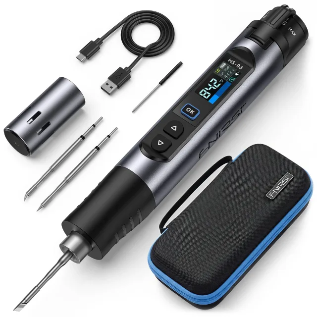Letcon de lipit fără fir FNIRSI HS-03, baterie 18650 detașabilă, USB-C, 100–450 °C
