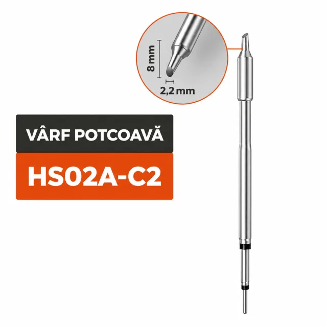 Vârf letcon FNIRSI HS02A-C2, vârf potcoavă, talpă 2,2 mm, pentru HS-02A