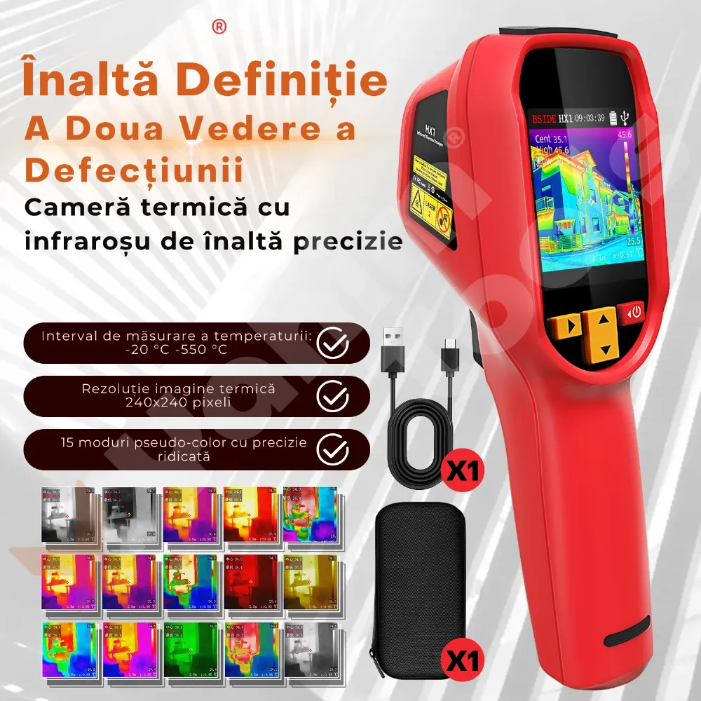 BSIDE HX1 — termocameră cu infraroșu 240×240 pentru diagnoză rapidă