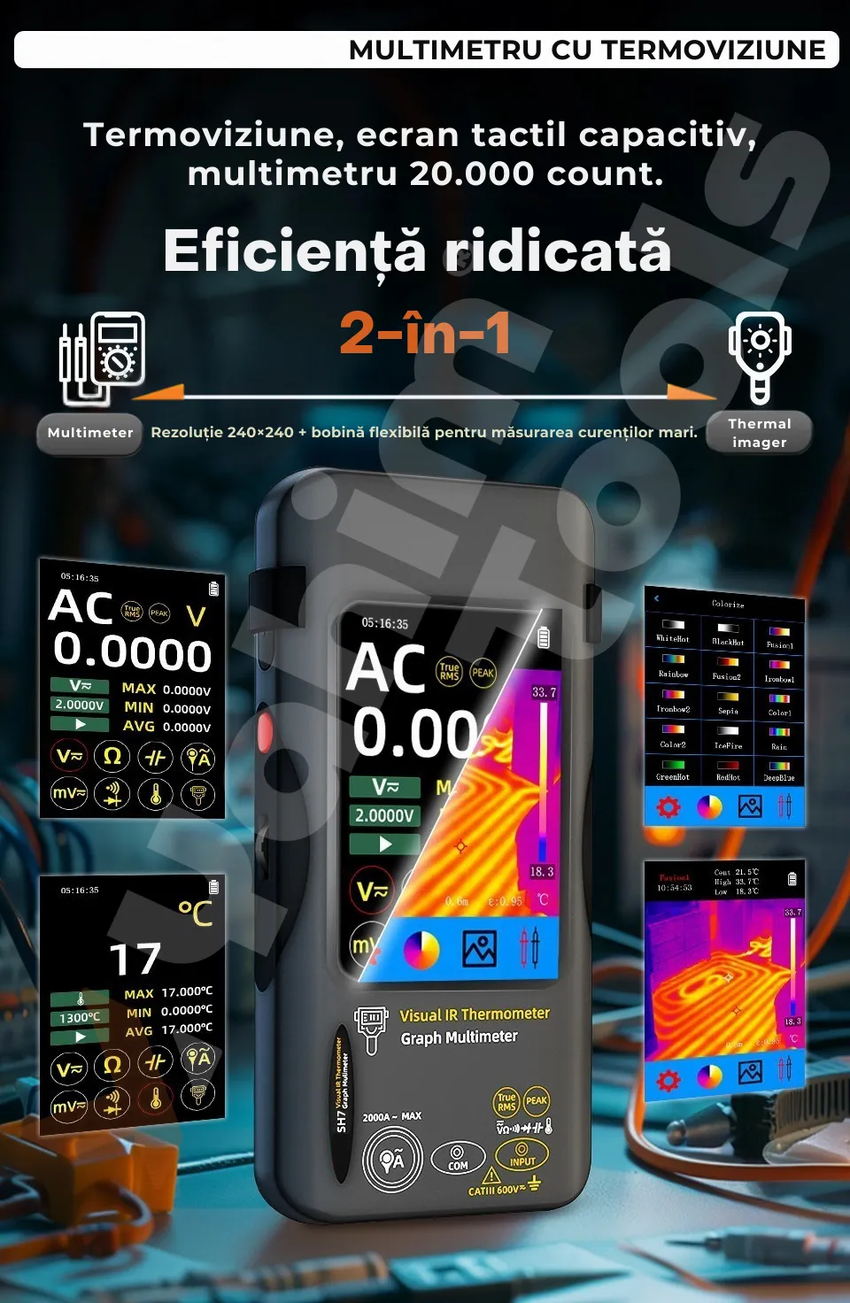 BSIDE SH7 — multimetru cu termocameră, pentru diagnoză completă