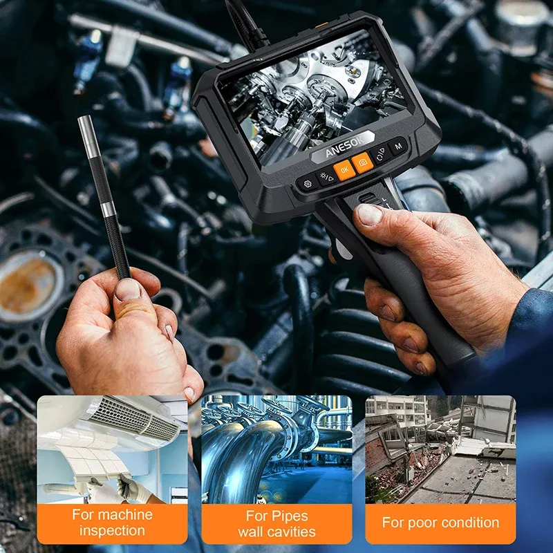 Boroscop industrial S10 — inspecție Full HD în orice colț, cu ecran de 5″
