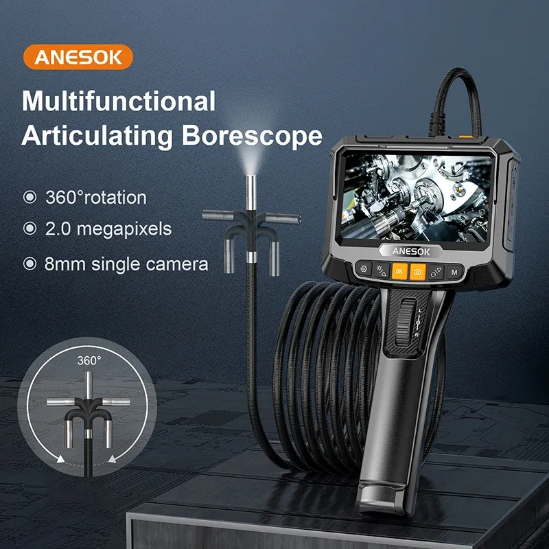 Boroscop industrial S10 — inspecție Full HD în orice colț, cu ecran de 5″