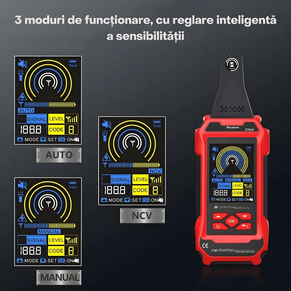 TOOLTOP ET838 — localizator de cabluri subterane, multimetru și tester RJ45