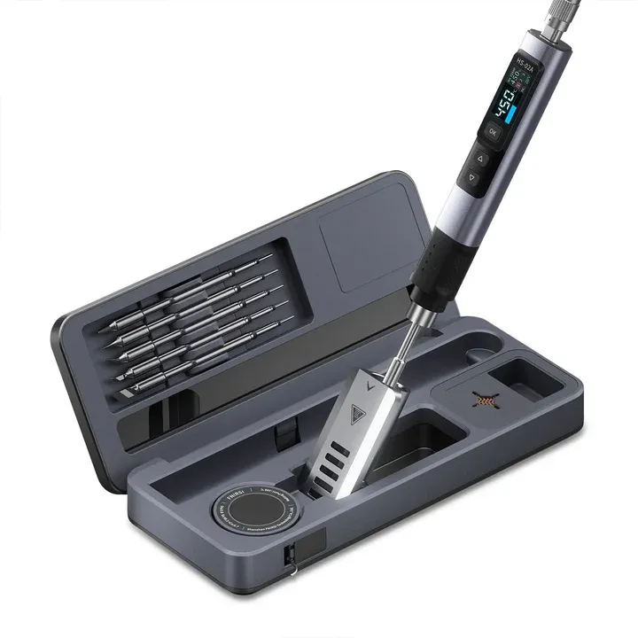 FNIRSI HS-02B Max — kit complet de lipit 100W, cu trusă și vârfuri